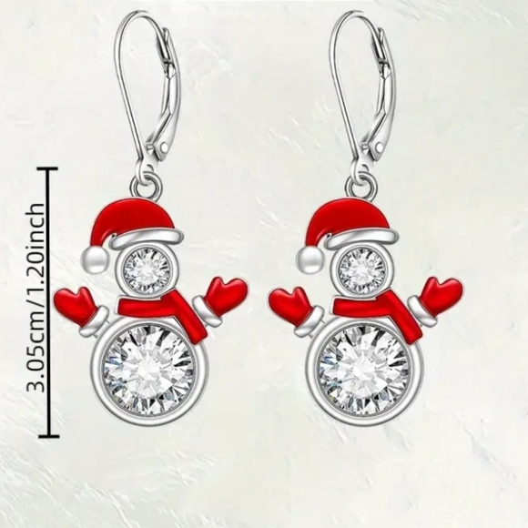 Christmas Snowman Pendant & Dangling Earrings Set. NWOT - Picture 4 of 4